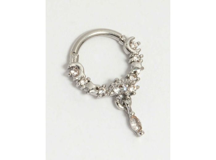 Surgical Steel Cubic Zirconia Celestial Drop Clicker Ring