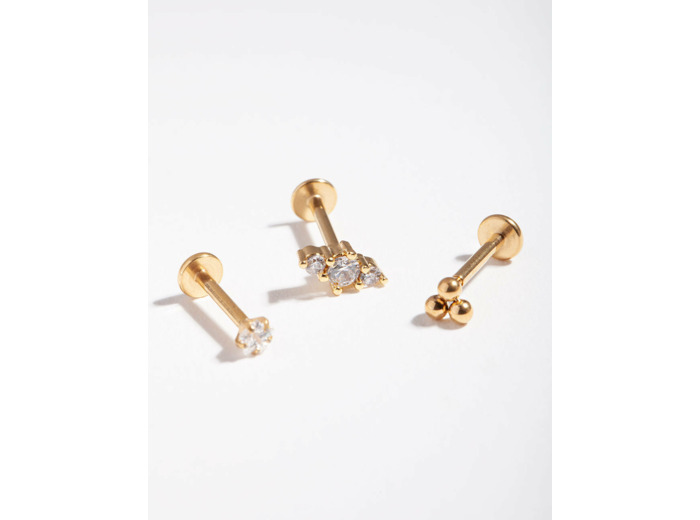 Gold Surgical Steel Cluster Flat Back Pack