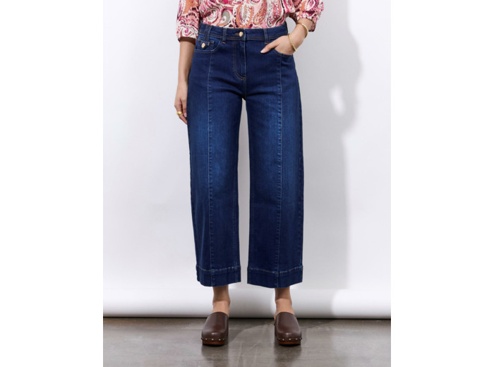 Jean pantacourt large MARINE Femme