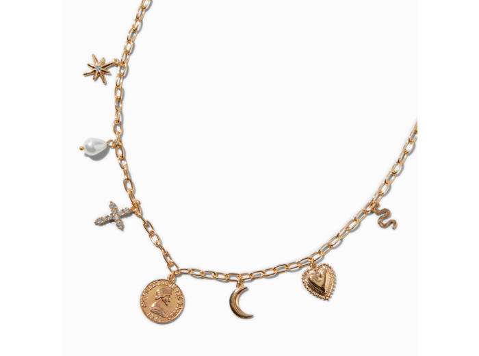 Collier à breloque pièce couleur dorée