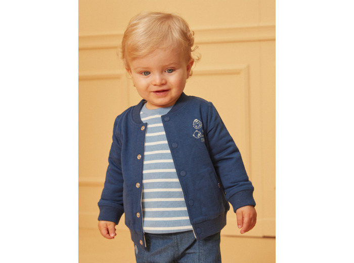 Gilet bleu et écru réversible