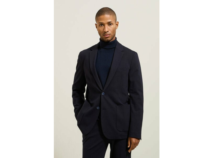 Veste de costume slim en maille - Bleu foncé