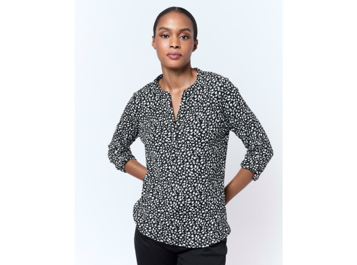 Top manches 3/4 bicolore NOIR Femme