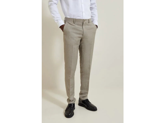 Pantalon de costume contenant du lin slim - Beige