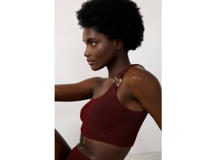 Brassière asymétrique haut de maillot en matière extensible