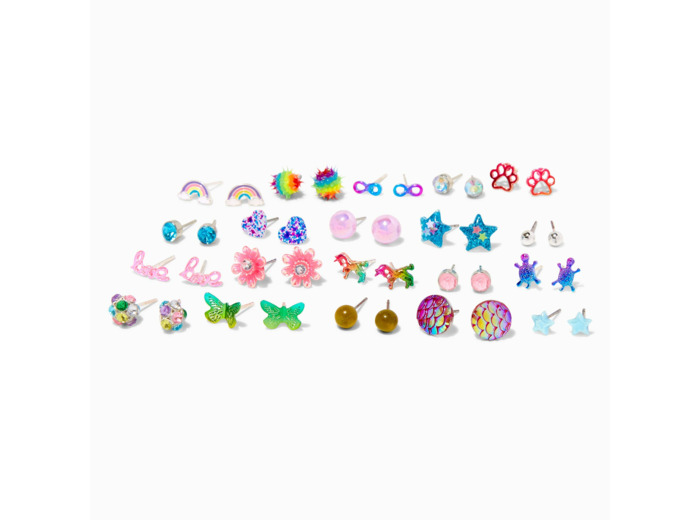 Clous d'oreille variés arc-en-ciel - Lot de 20