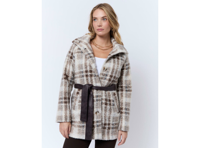 Manteau à carreaux BEIGE Femme