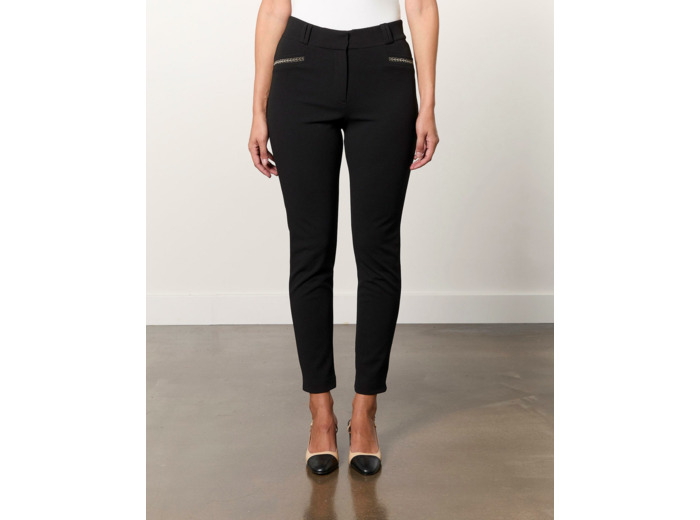 Pantalon 7/8 cigarette uni NOIR Femme