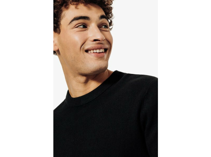 Pull col rond jeux de points - Noir