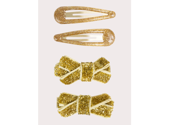 Lot de 4 barrettes dorées festives pour filles