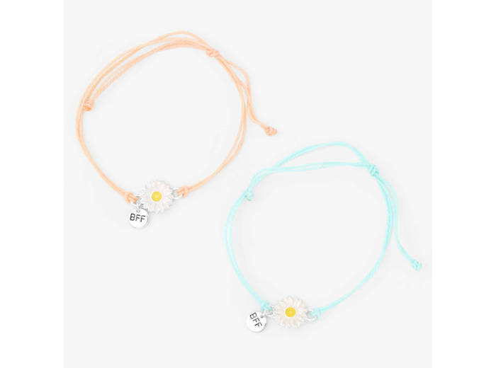 Bracelets réglables marguerite best friends - Lot de 2