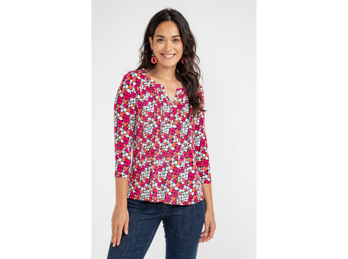 Tee-Shirt Col Mao Avec Plis