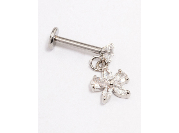 Titanium Cubic Zirconia Bow Drop Flat Back