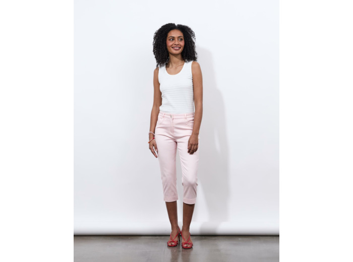 Pantalon corsaire slim uni ROSE PALE Femme