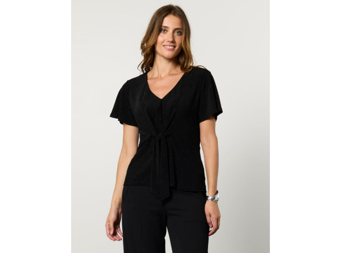 Top manches courtes uni NOIR Femme