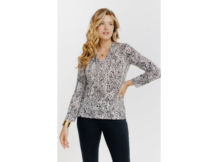 T-Shirt Manches Longues Col Volante