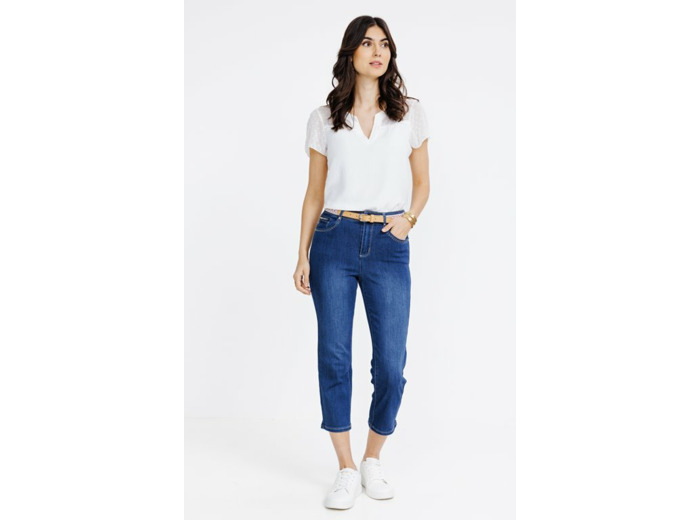 Corsaire denim avec ceinture fantaisie