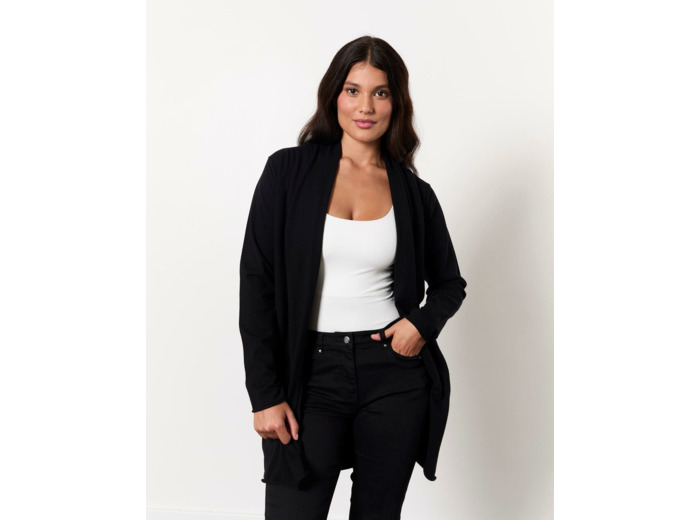 Gilet long uni NOIR Femme
