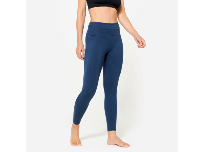 Legging de yoga doux taille haute femme, bleu marine