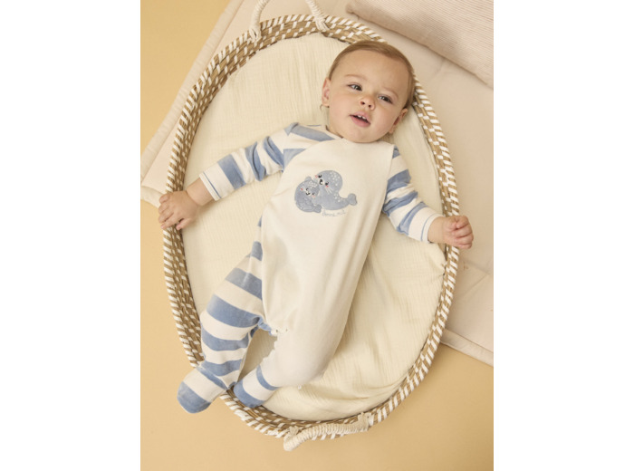 Dors-bien en velours uni et rayé