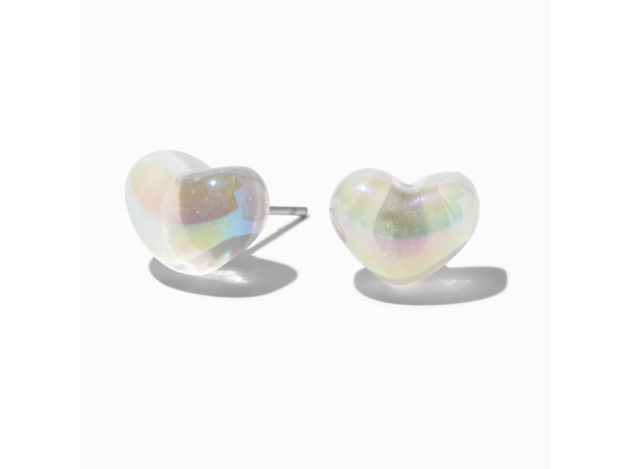 Clous d'oreilles cœur perle d'imitation