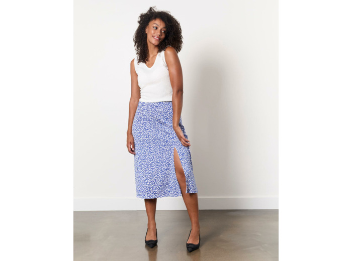 Jupe midi imprimée BLEU