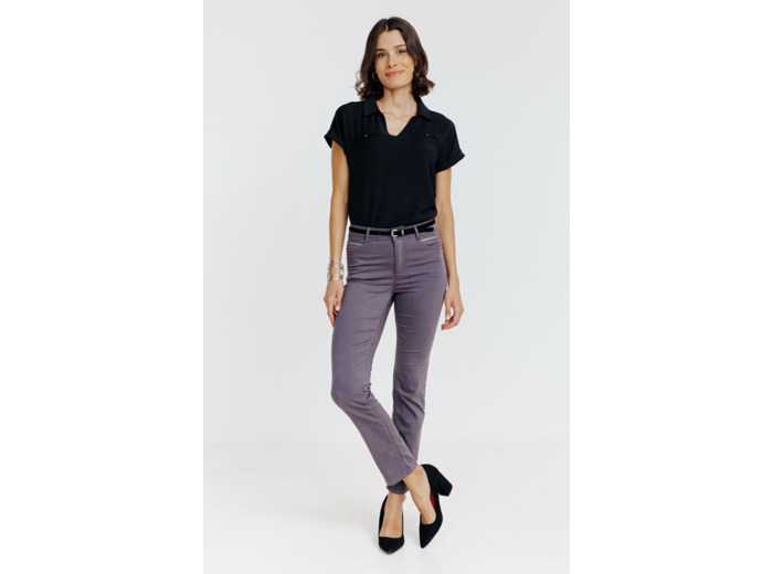 Pantalon 7/8 Coton Viscose Avec Ceinture