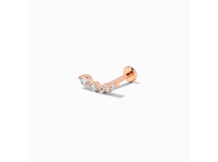 Piercing pour cartilage d’oreille courbe strass 1,2 mm en titane couleur doré rose