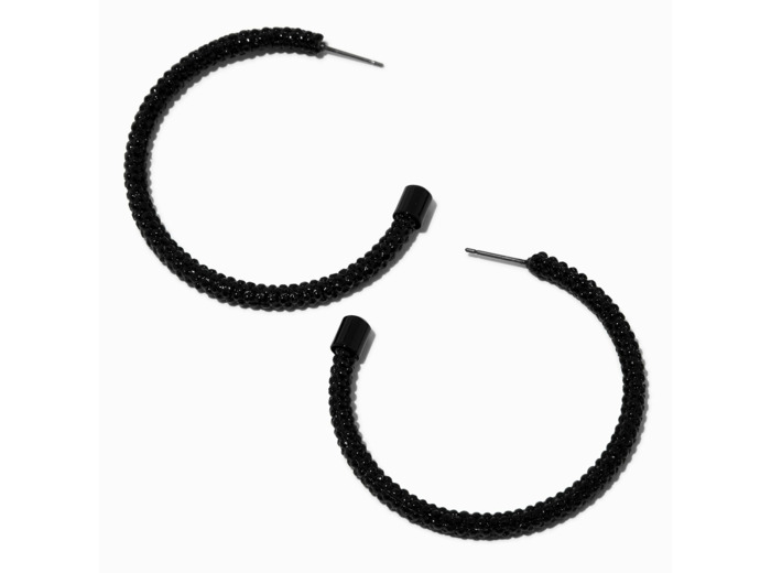 Créoles 50 mm strass pavé noir de jais
