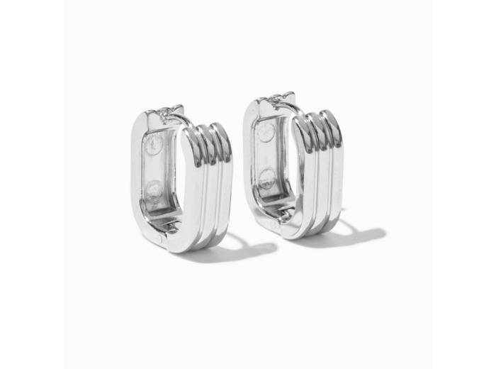 Créoles en forme de U texturées en acier inoxydable couleur argentée