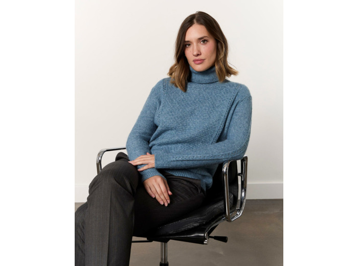 Pull épais uni BLEU Femme