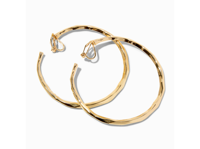 Créoles à clip effet fondu 60 mm couleur dorée