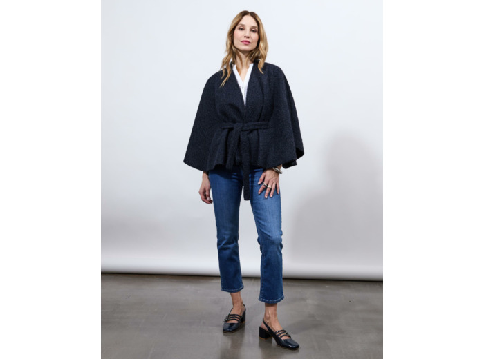 Cape en aspect lainage unie MARINE Femme