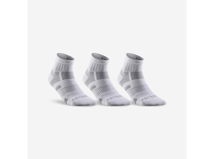 CHAUSSETTES DE SPORT MI-HAUTES ARTENGO RS 560 BLANC GRIS LOT DE 3