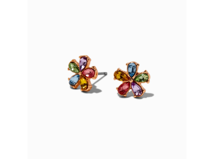 Clous d'oreilles marguerites strass pastel