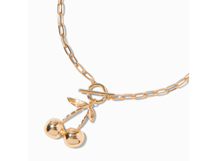 Cherry Toggle Paperclip Chain Pendant Necklace
