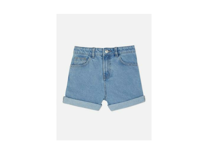 Shorts mom en denim à revers