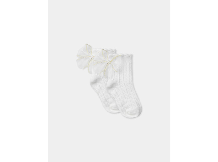 Chaussettes écrues avec noeud en tulle