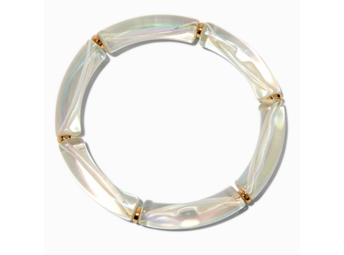 Bracelet élastique tubulaire iridescent blanc