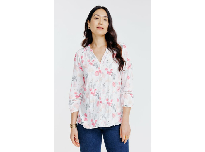 Blouse boutonnée imprimé fleuri