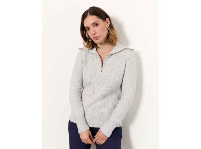 Pull épais rayé GRIS Femme
