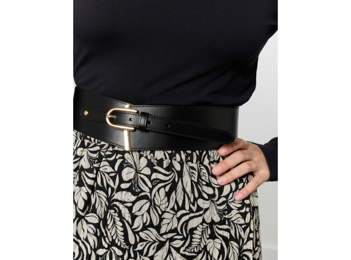 Ceinture large + de 5 cm unie NOIR Femme