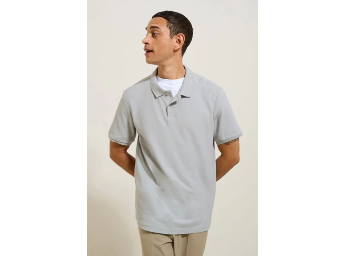 Polo manches courtes uni piqué - Gris clair