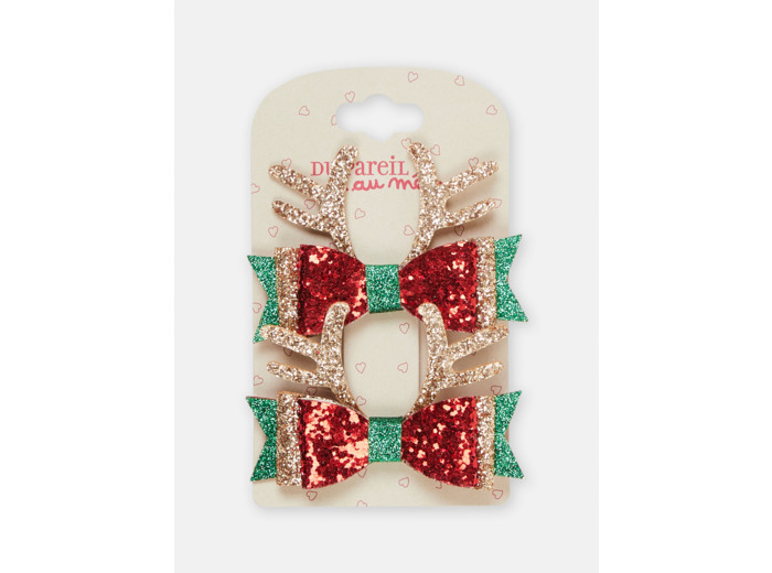 Lot de 2 pinces crocodilles Noël pour fille