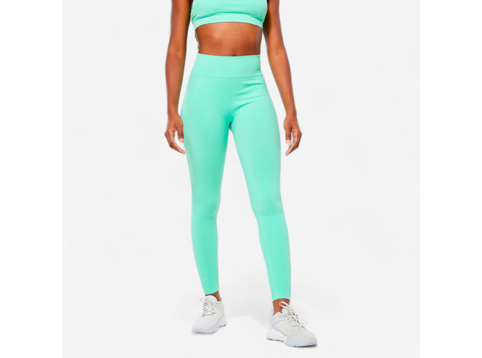 Legging de fitness taille haute femme, vert écumé