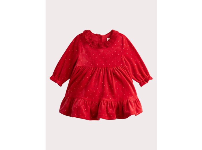 Robe rouge en velours pour bébé fille