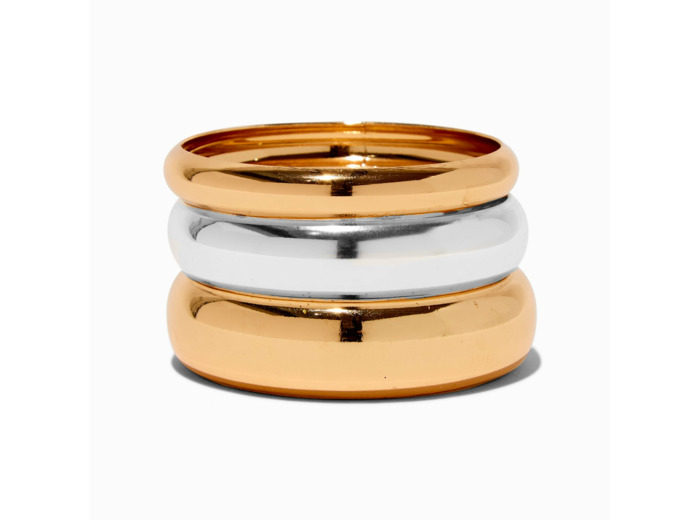 Bracelets fins bangle épais en métaux mixtes - Lot de 3