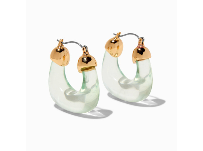 Créoles couleur dorée et en acrylique bleu clair