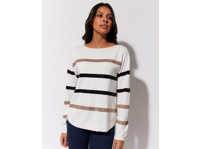 Pull marinière rayé ECRU Femme