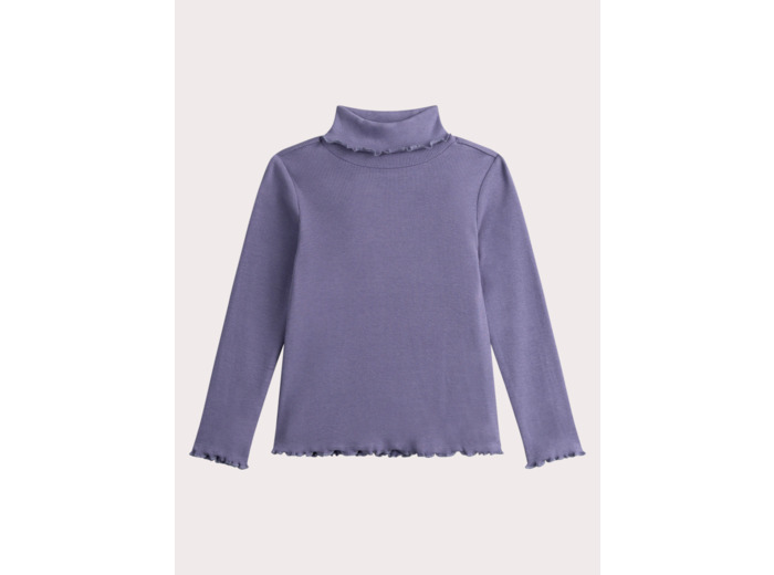 Col roulé lilas uni pour fille